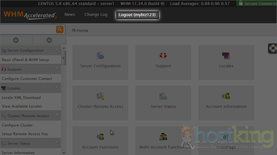 how to logout from whm