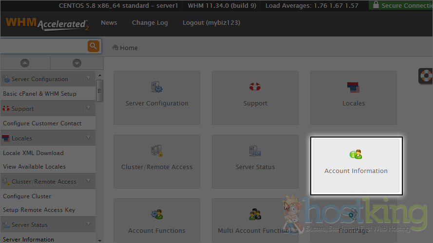 whm account information