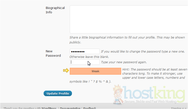 Update Wordpress Profile